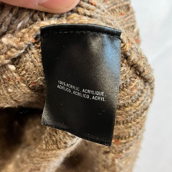 ANTHROPOLOGIE Corinne Cable Knit Poncho Sweater Small Taupe Tan Cowl Oversized - Picture 11 of 15